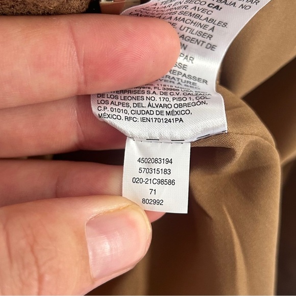 Chicos Brown Zippered Pocketed Faux Leather Suede Lined Motorcycle Jacket 4 6 - Picture 8 of 12